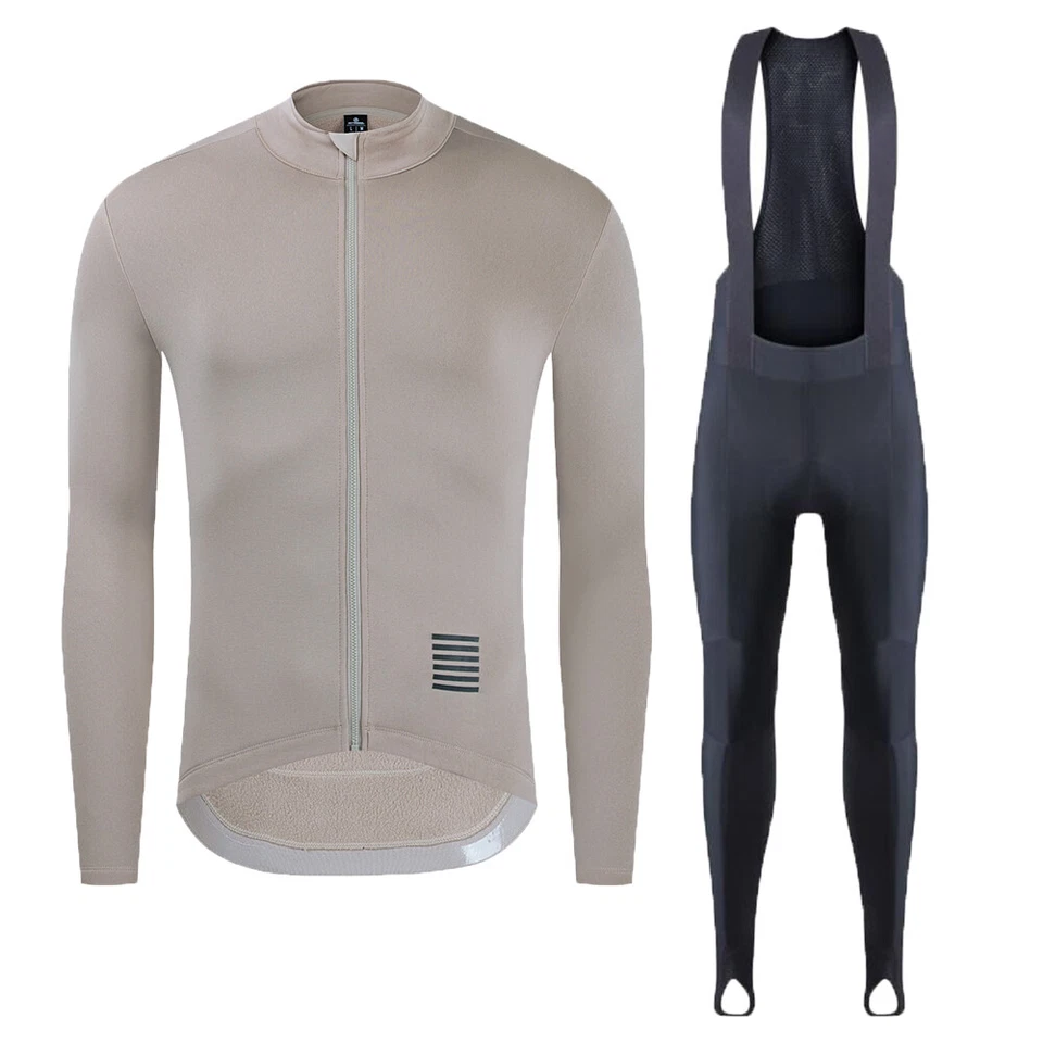 Winter Mens Cycling Set Thermal Fleece Jacket Cycling Bib Pants Gel Padded Warm - Image 3 of 4