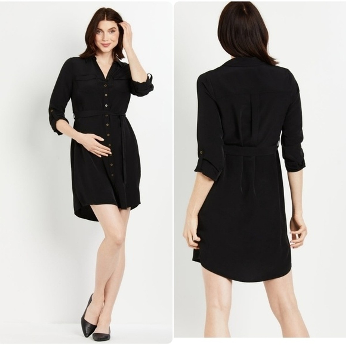 black maternity shirt dress Vero Moda Maternity - Midi Shirt Dress - Women - Viscose - M