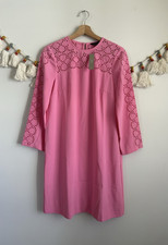 J. Crew Laser Cut Pink Eyelet In 365 Crepe Shift Dress Minimalist Careerwear NWT