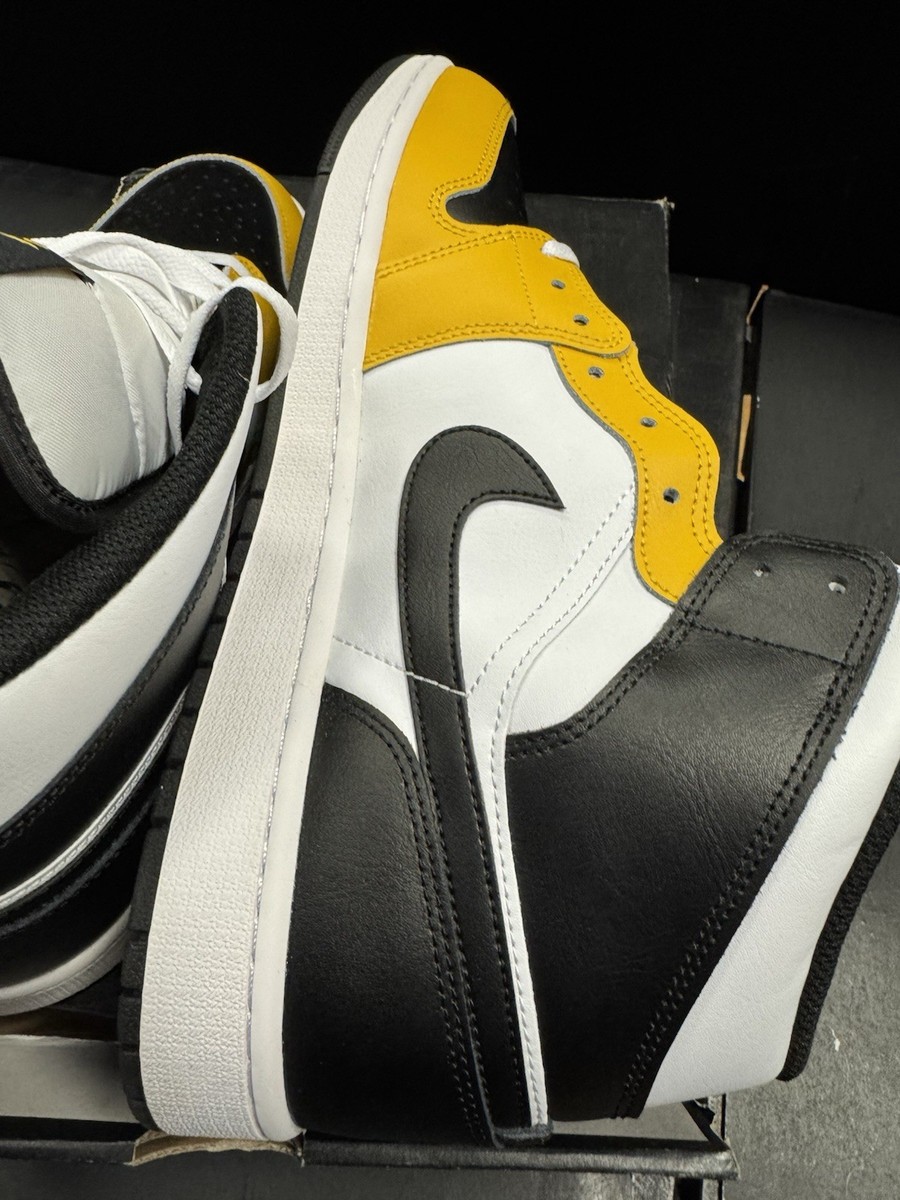 Nike Air Jordan 1 Mid Men's Size 13 Yellow Ochre Black White Shoes