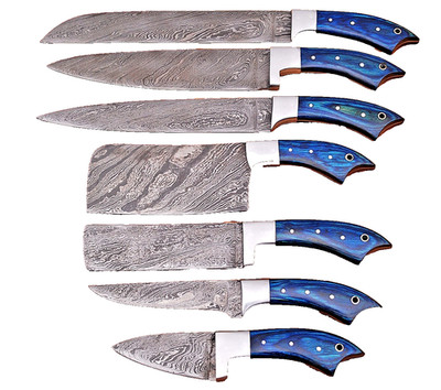 Custom Hand Made Forged Damascus Steel Chef Knife Set Kitchen Knives 1570