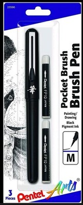 Compact Art Brush Pen with Dual Ink Refills - Create Fine & Broad Lines Anywhere