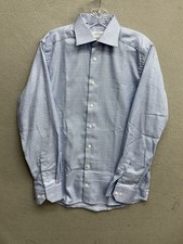 ETON Button Up Shirt 15 Medium Blue White Dress 38 Preppy Formal Outdoors Casual