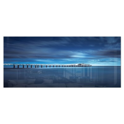 Designart 'Cloudy Sky Calm Blue Waters' Seascape Photo Metal  Small