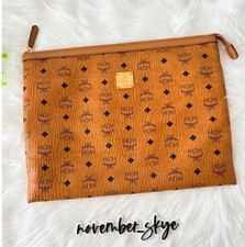 MCM Cognac Visetos Heritage Large Pouch/ Portfolio Clutch
