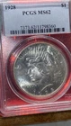 1928 PEACE  DOLLAR  PCGS MS62 - White Blazer Original Mint Luster.-Lowest Minted