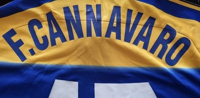 Parma 1999 - 2000 Home football Champion Jersey #17 F. Cannavaro