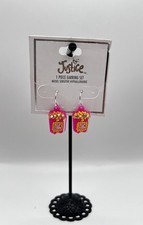 New Justice Popcorn Shape Girls Earrings Pink Color Hook Combine Shipping