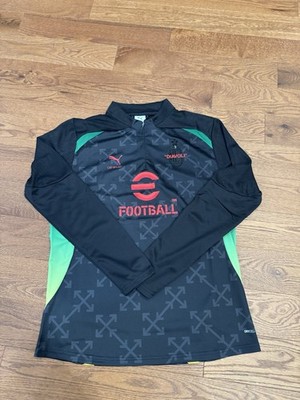 AC Milan x Off-White Puma Long Sleeve 1/4 Zip Top Jersey Soccer Men s Size Large