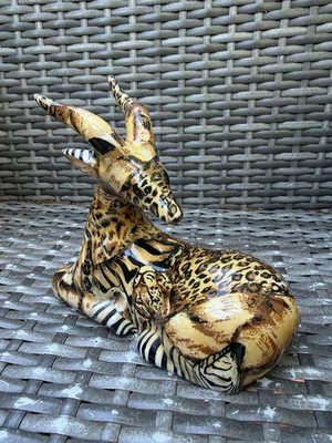 La Vie Gazelle / Deer Figurine African Jungle Safari Animal Patchwork