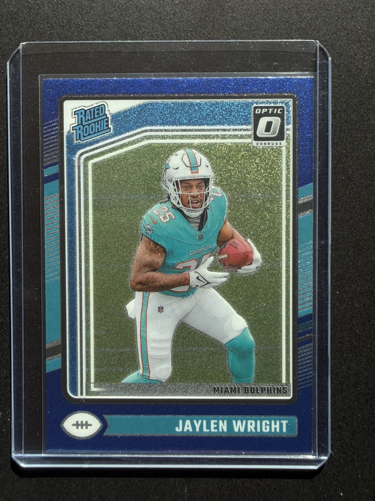 2024 Optic Football #249 Jaylen Wright Blue Glitter SSP parallel Miami Dolphins