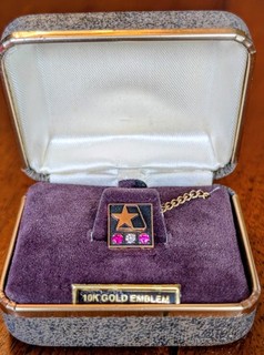 Vintage Tie Pin With 10k Gold Star & 3 Small Stones With Extra Clasp & Box. CJ