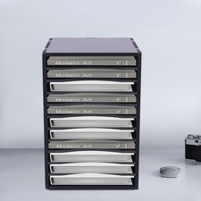 Vertical Desktop Sorter, 11 Compartment, Black, Letter-size Shelves, Durable Lam