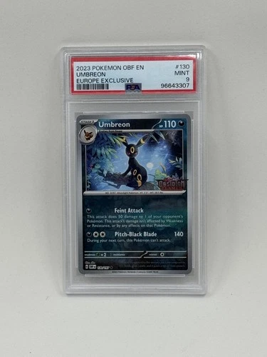 PSA 9 UMBREON 130/197 POKEMON OBSIDIAN FLAMES EUROPE EXCLUSIVE