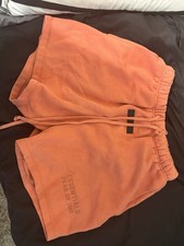 Essentials Fear of God Orange Cotton Sweat Shorts Men Drawstring Logo