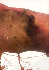 Abstract Mixed Media Ink Watercolor Painting on 7 X 10” Paper Contemporary