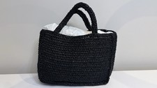 Miista Clyde Black Mini Raffia Tote Bag Never Used