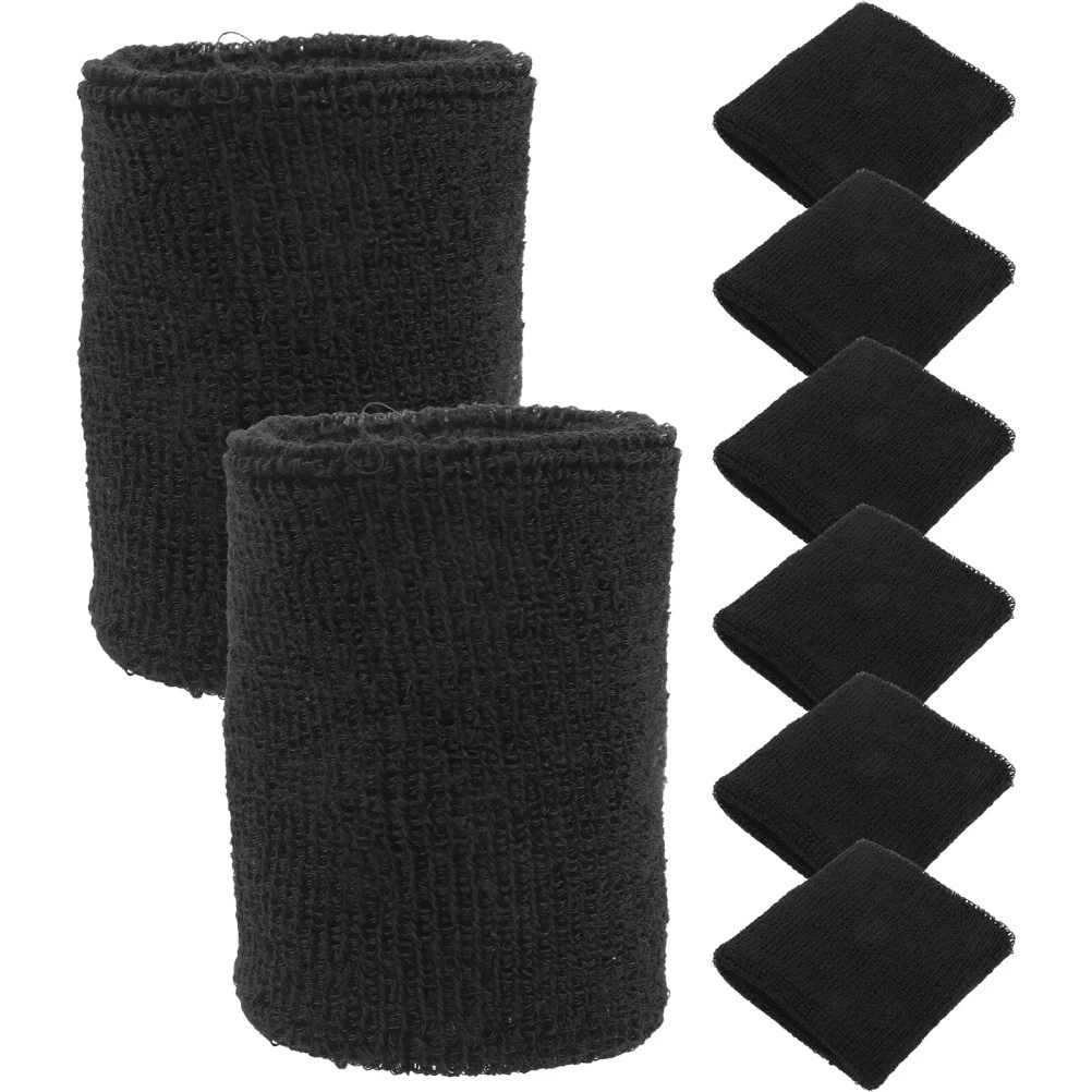 Pulseras de poliéster negras 6 pares de sudaderas para uso de calcetines deportivos y de baile
