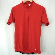 BTWIN CYCLING JERSEY SHORT SLEEVE RED 1/4 ZIP EGYPT MENS SIZE S EURO SIZE M