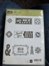 New!! Stampin Up! Hello, Lovely Retired Unmounted Wood Stamp Set