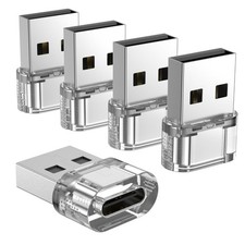USB to C Adapter 5 Pack,USB C Female A Male Charger 5PCS, Clear
