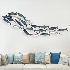 Coastal Metal Fish Wall Decor, Large Nautical Fish Wall Décor,of 20 Fish Wall...