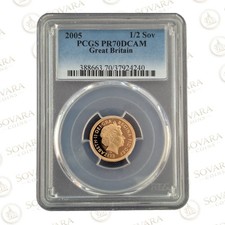 2005 Elizabeth II Gold Proof Half Sovereign PCGS PR70 DCAM – Timothy Noad