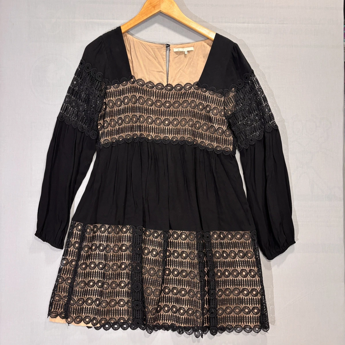 chinese dress ladies Lace-Trim Midi Slip Dress by Anthropologie in Black, Size: XL