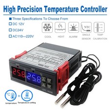 Digital Temperature Controller Thermostat LED 12V24V 220V Dual Probe STC-3008