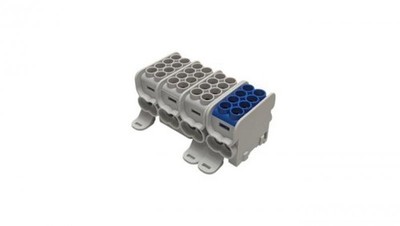 Blok dystrybucyjny - rozdzielczy HLAK25 4P szary, niebieski 2xAl/Cu 25mm²+16mm² 
