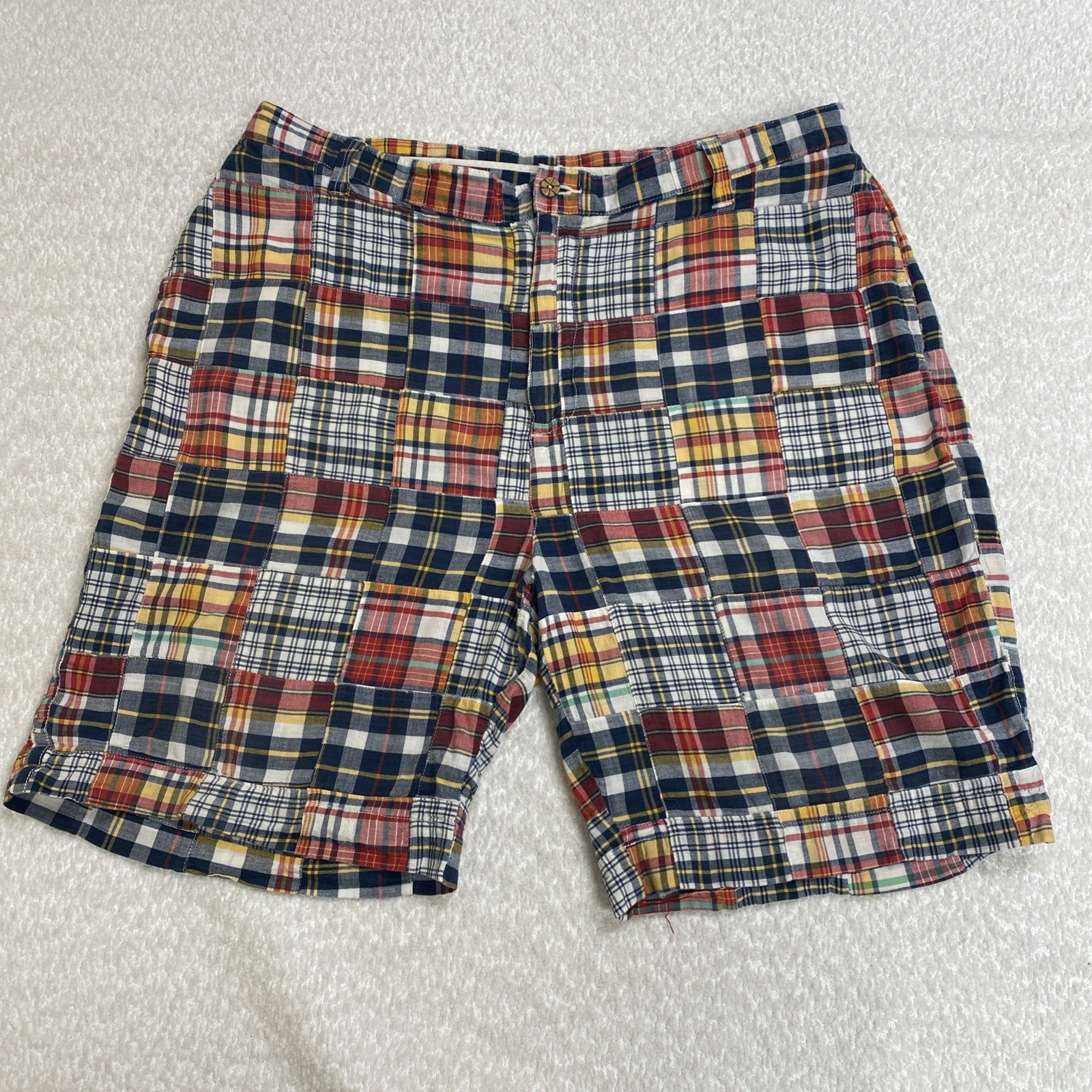 BARRY BRICKEN Multicolored Plaid Patchwork Mens 3… - image 1