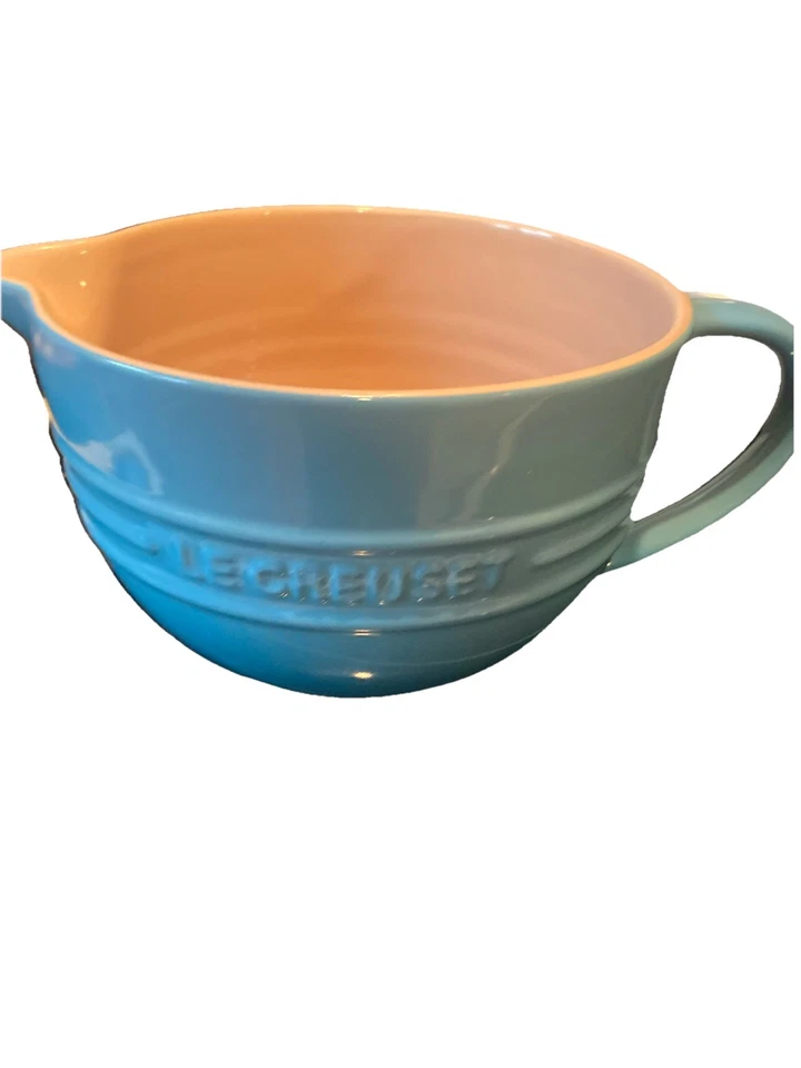 Cuenco mezclador vintage Le Creuset de 2 cuartos de galón de gres azul turquesa Foto 2 de 4