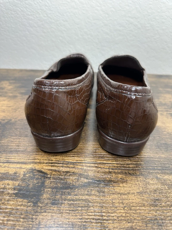SAS Loafers Shoes Womens 9 Brown Croc Embossed Patent Leather Comfort Made USA - Image 4 of 4