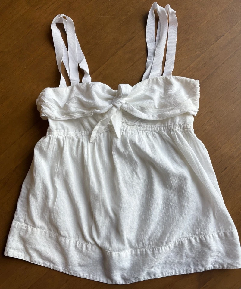 Camisola para mujer Marc By Marc Jacobs blanca de algodón forrada con lazo talla 0 Foto 2 de 4