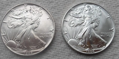2 1986 AMERICAN SILVER EAGLE GEM BU