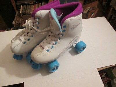 Roller Derby Roller Star 600 Women's Skates Size 5 White Blue Purple CLEAN *EUC*