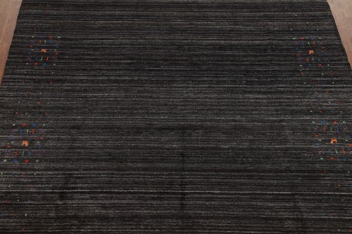 Luxurious Silk Handmade Living Room Rug Black Tribal Gabbeh Rug 8x10 ft - Picture 4 of 20