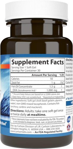 Carlson - Elite DHA Gems, 1000 mg DHA, Supports Healthy Brain Function & Vision, - Picture 2 of 8