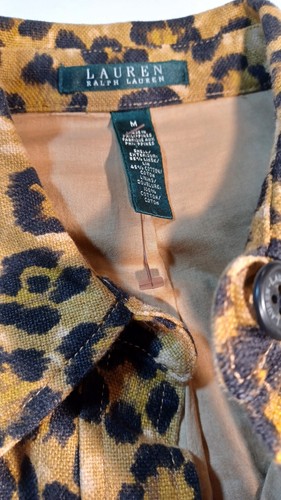Lauren Leopard Safari Linen Cotton Long Sleeve 4 Front Pockets Jacket - Picture 3 of 11
