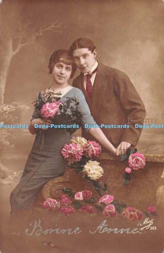 R441101 Bonne Annee Mug 363 Woman and Man Old Photography Postcard 1914 - Foto 1 di 4