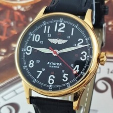 Watch RAKETA AVIATOR Men's Watch PILOT Vintage Mechanism USSR 2609.HA Skeleton