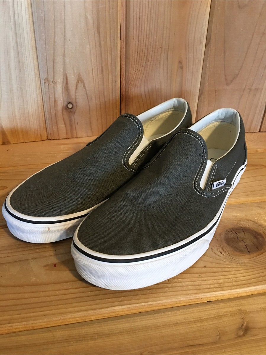 Vans Classic Canvas Slip On Charcoal Gray Skate Sneaker Deck 