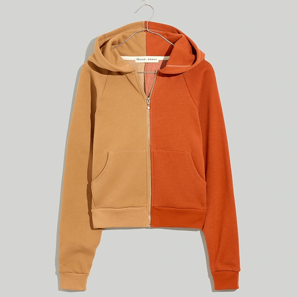 Donni Madewell Collab ColorBlock Zip Up Hooded Sweatshirt | eBay