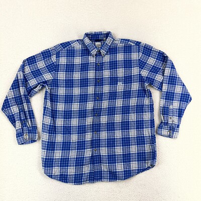 Chaps Shirt Mens 2XT Blue Plaid Flannel Long Sleeve Casual Adult