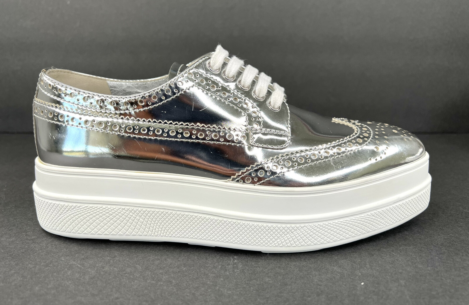 Prada Mirror Metallic Silver Leather 