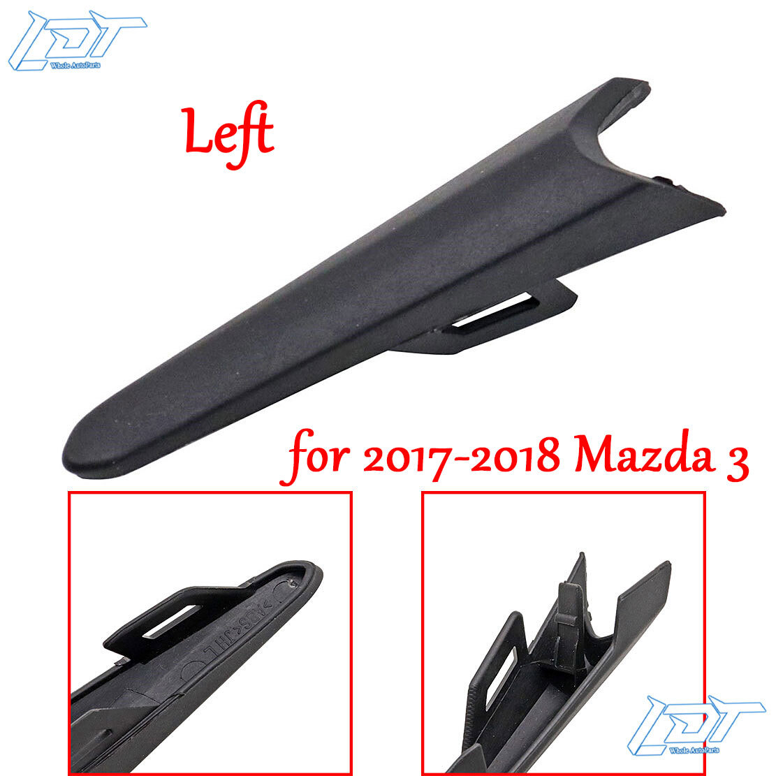 Left Driver Side Front Fog Light Cover Cap Black Fits 2017-18 Mazda 3 BANE50C22