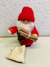 Vintage 3 1/2" Wooden Swedish Tomte Santa Gnome Handmade Figure Christmas
