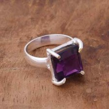 Amethyst Ring 925 Sterling Silver Ring Statement Ring Wide Ring Gift All Size