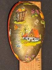 Vintage West Germany Golden Paper Mache Easter Egg 3” HALF ONLY