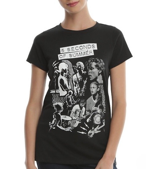 希少 SPARK!!SOUND!!SHOW!! COLLAGE GIRL TEE 5 Seconds Of Summer 5SOS COLLAGE Women's Girls Junior T-Shirt NEW